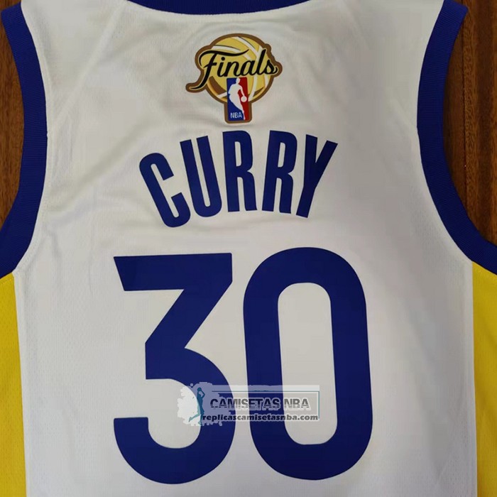 Camiseta Golden State Warriors Stephen Curry NO 30 Association 2022 NBA Finals Blanco